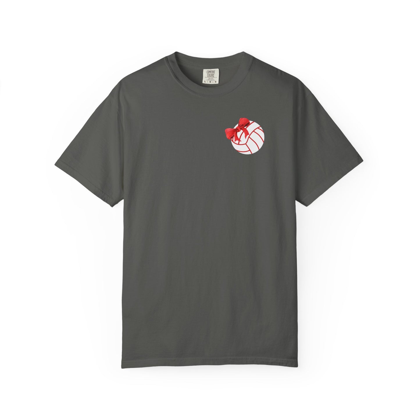 Cardinal Bows & Volleyballs Tee-  Comfort Colors