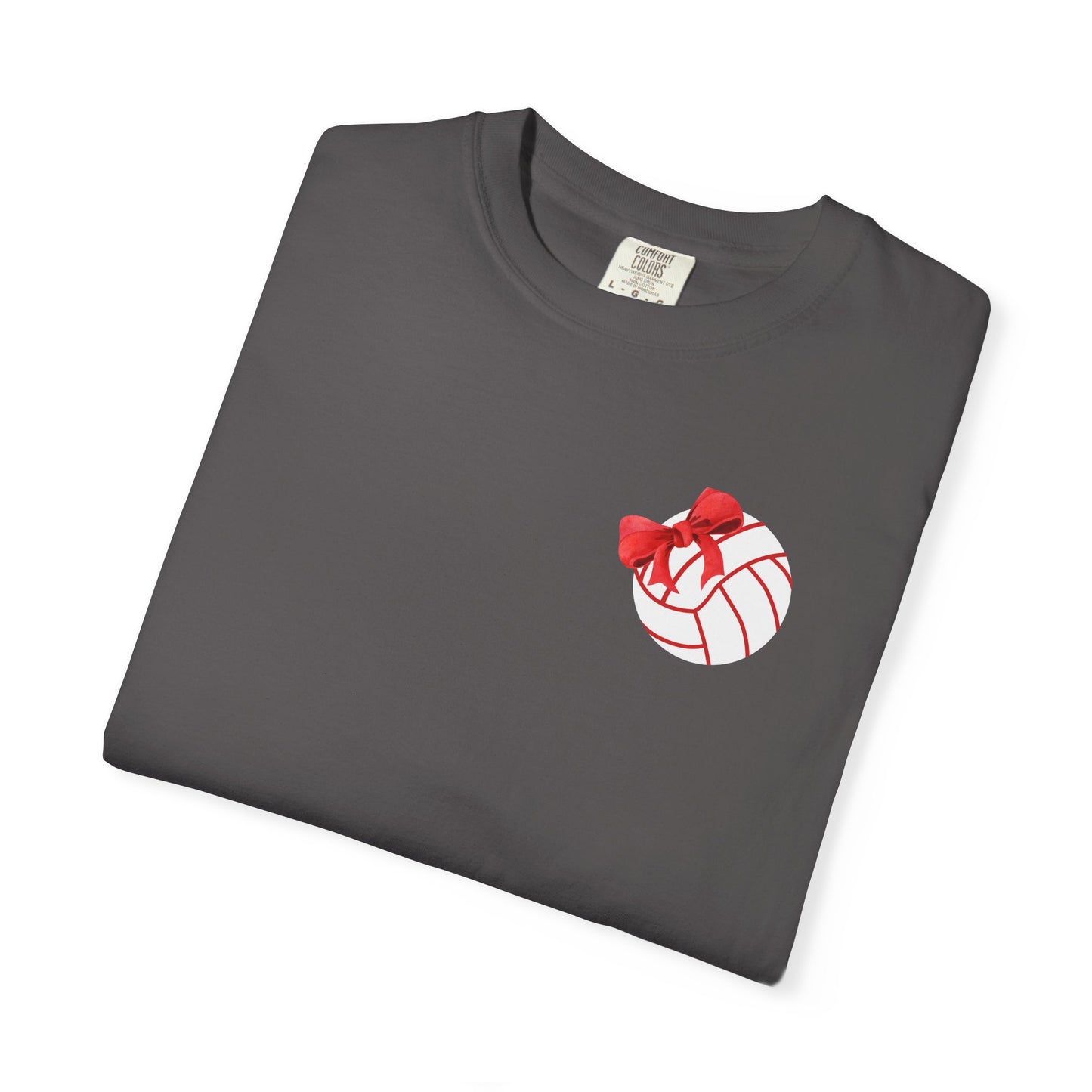Cardinal Bows & Volleyballs Tee-  Comfort Colors
