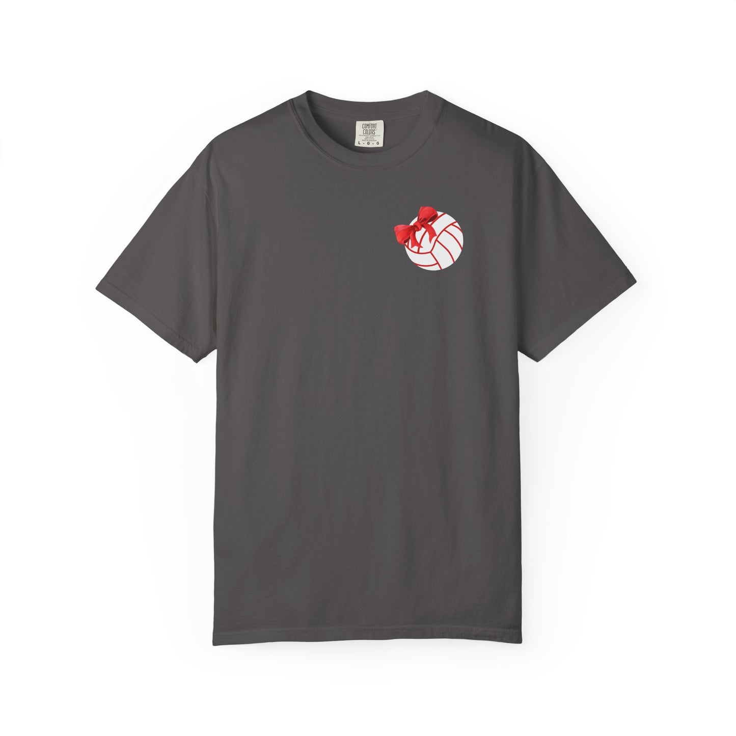 Cardinal Bows & Volleyballs Tee-  Comfort Colors