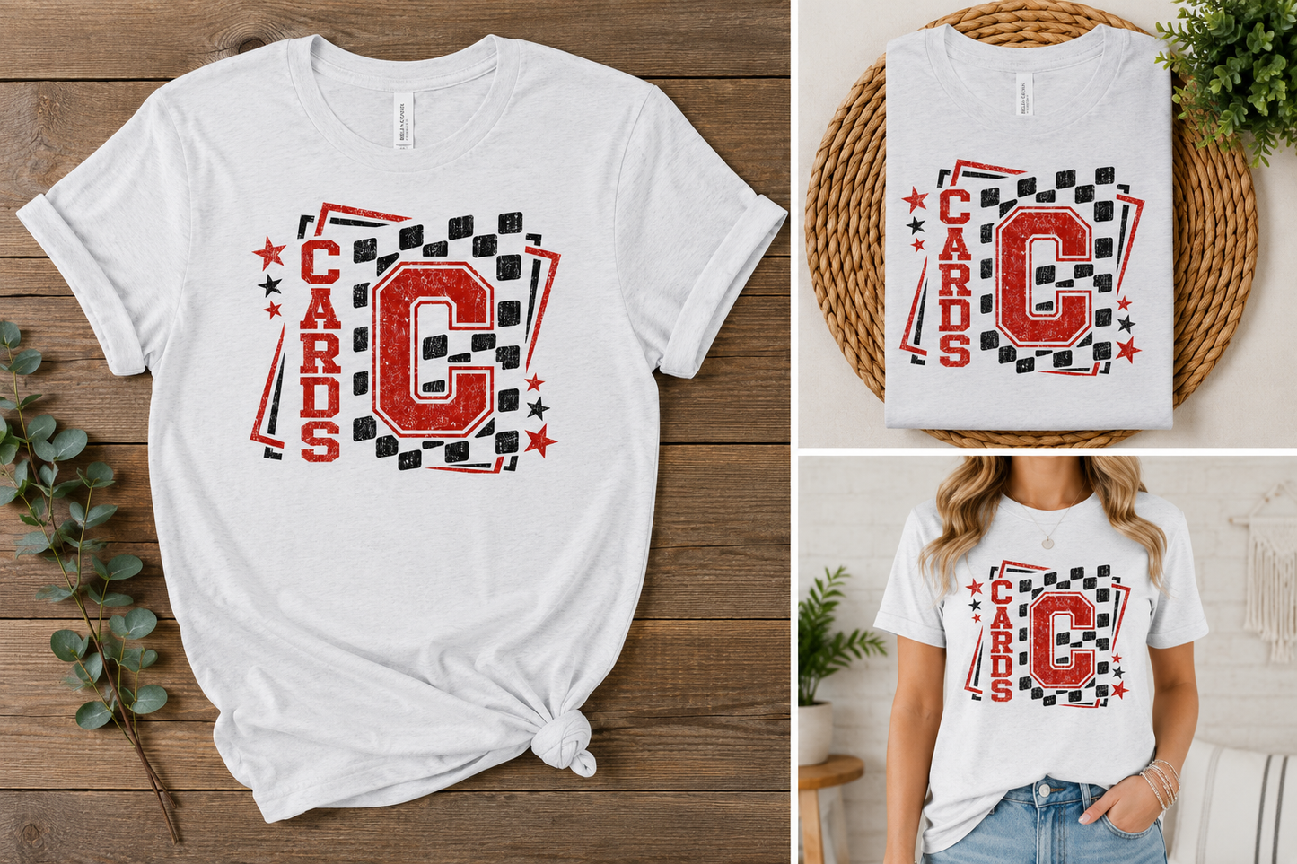 Cards Retro Checkered Tee   I    Adult & Kid Sizes