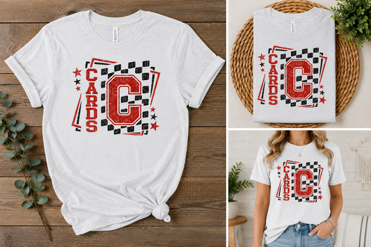 Cards Retro Checkered Tee   I    Adult & Kid Sizes