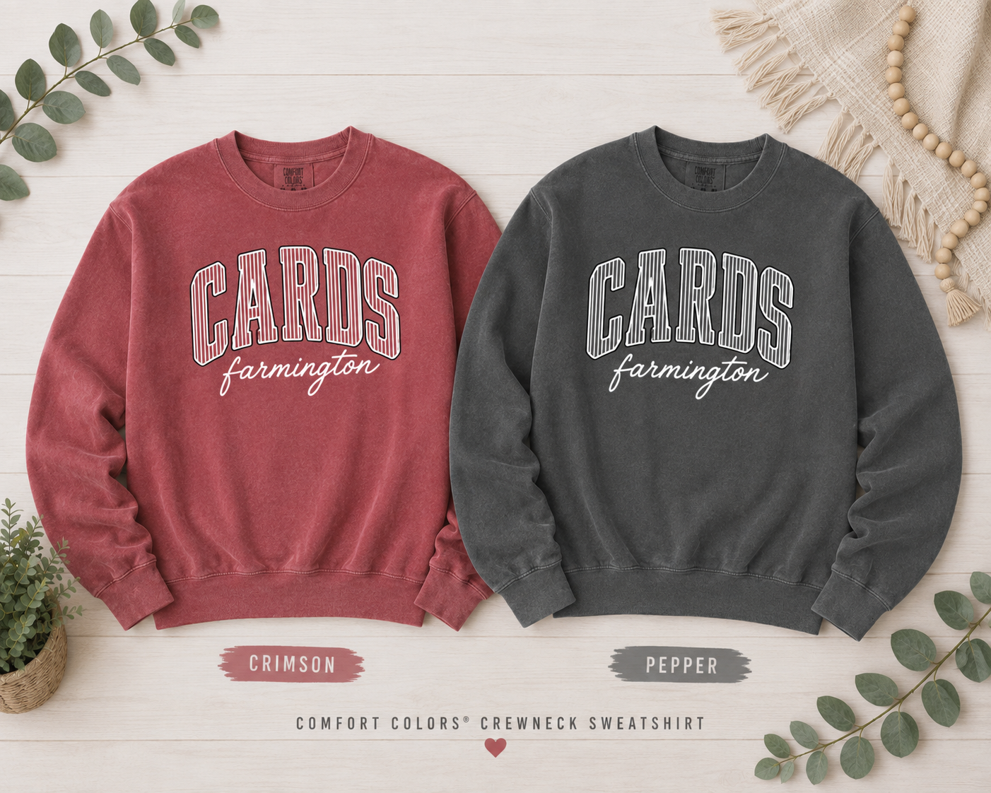 CARDS Varsity Stripe Comfort Color Sweatshirt