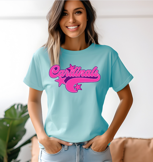 Pink Cardinal Star Tee - Comfort Colors