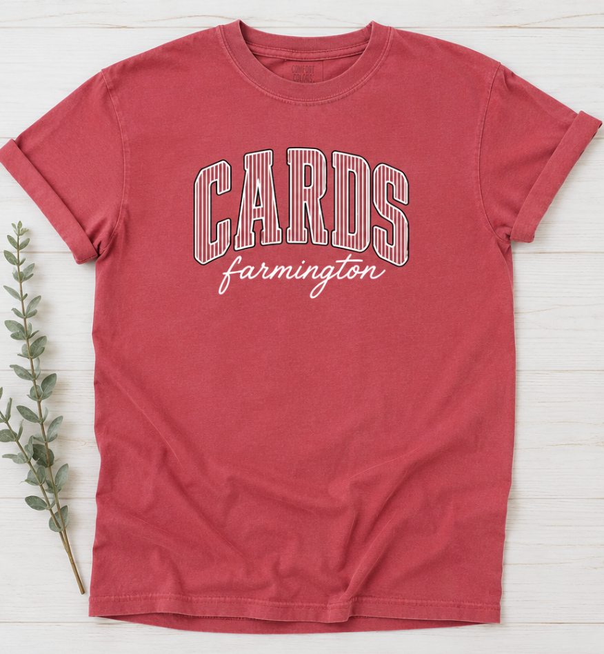 CARDS Varsity Stripe Comfort Color Tee  I  Adult & Kid Sizes