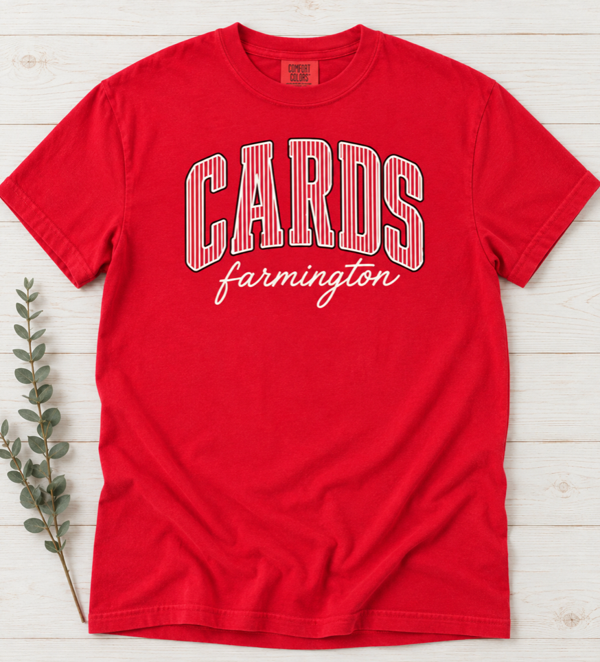 PW Cards Stripe Comfort Color Tee  I  Adult & Kid Sizes